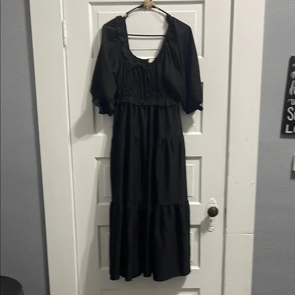 entro | Dresses | M25 Entro Black Smocked Ruffled Maxi Dress | Poshmark